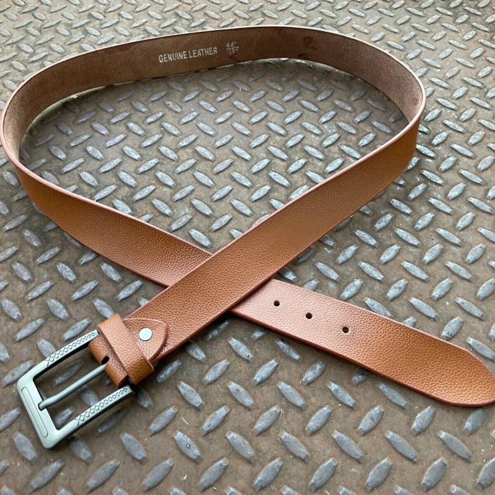 Handmade waistband Brown Genuine Leather Belt Pin Buckle Size 41-42 inches